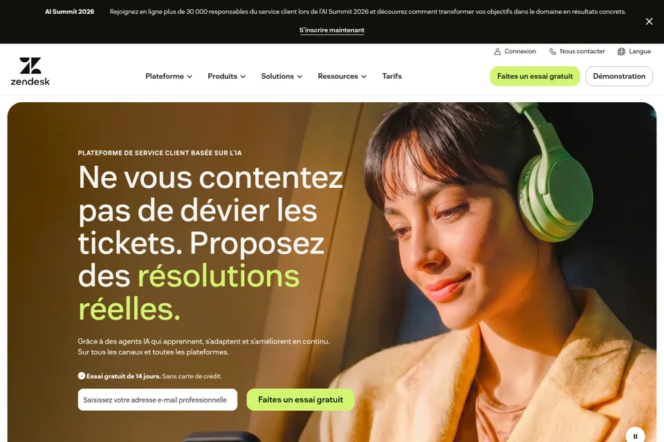 Aperçu de la landing page