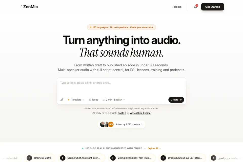 Aperçu de la landing page
