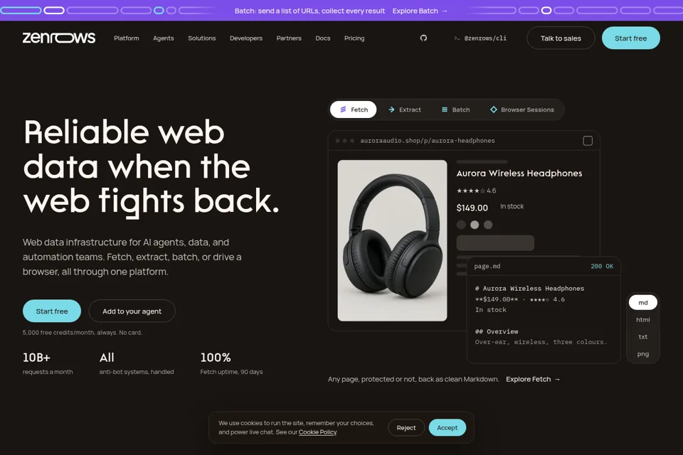 Aperçu de la landing page