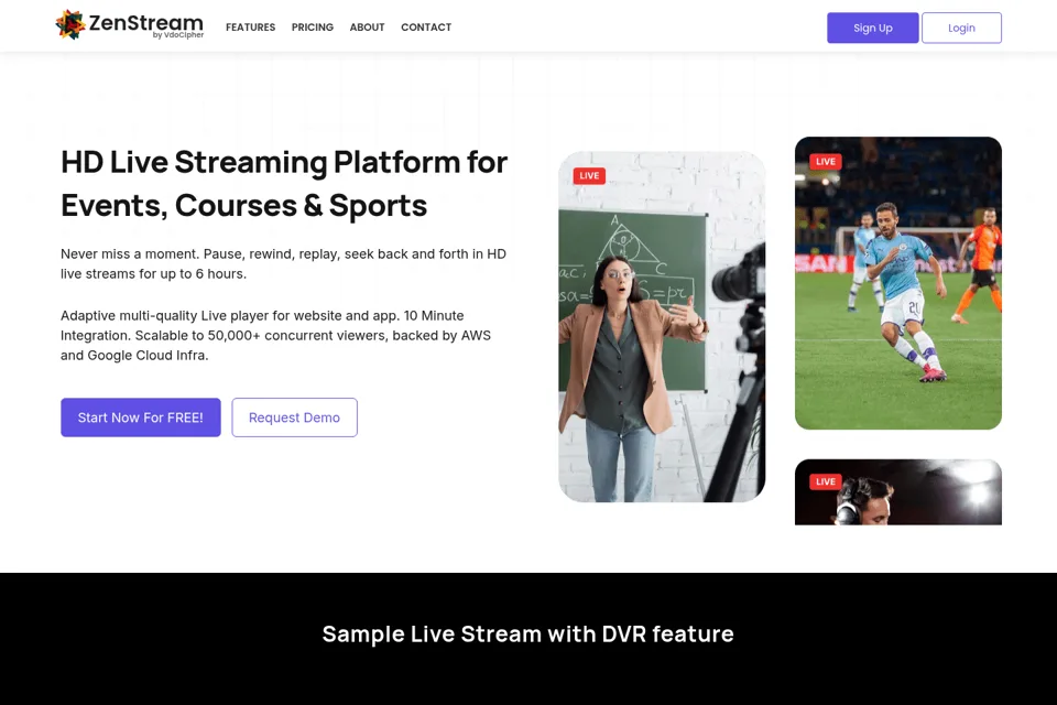 Aperçu de la landing page