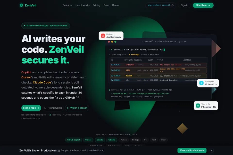 Aperçu de la landing page