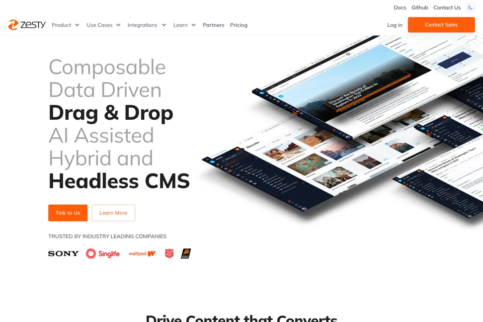 Aperçu de la landing page
