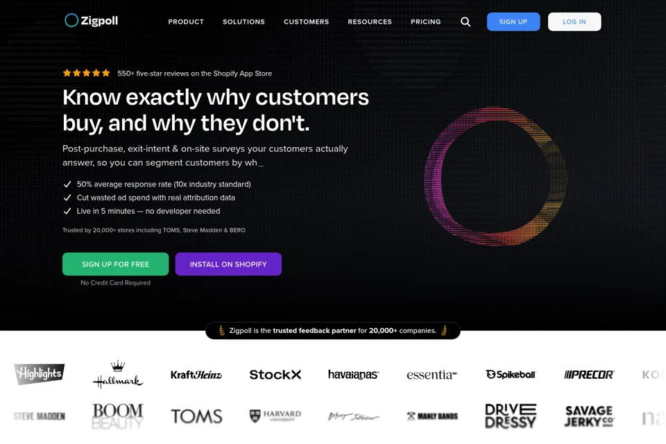 Aperçu de la landing page