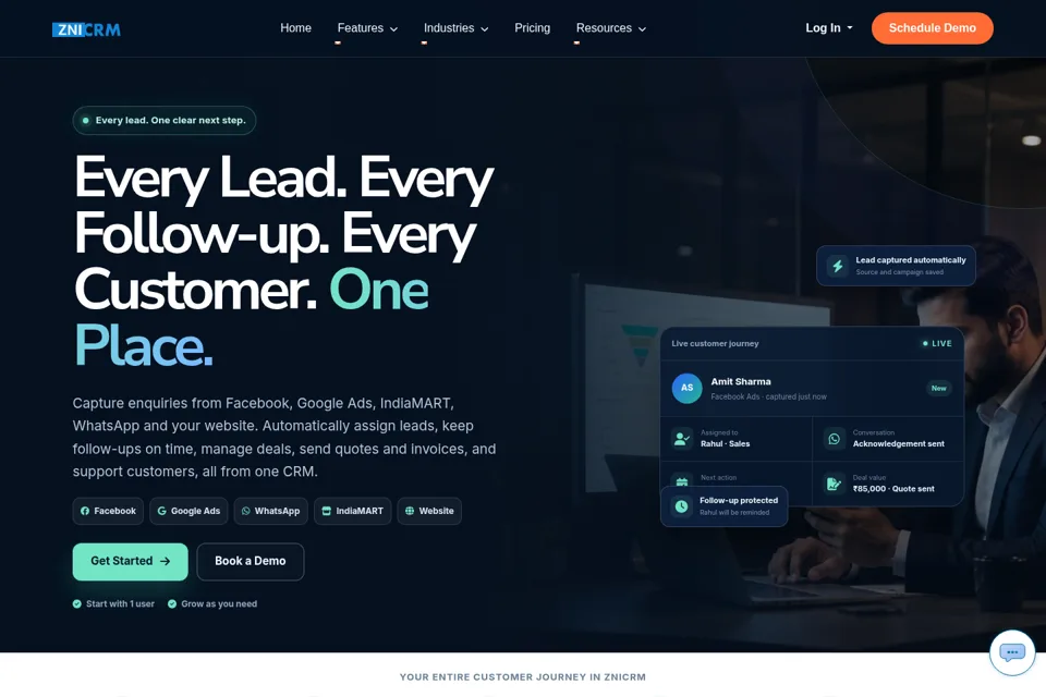 Aperçu de la landing page
