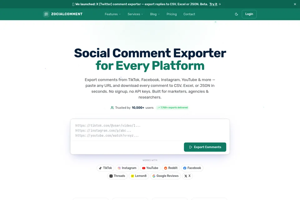 Aperçu de la landing page