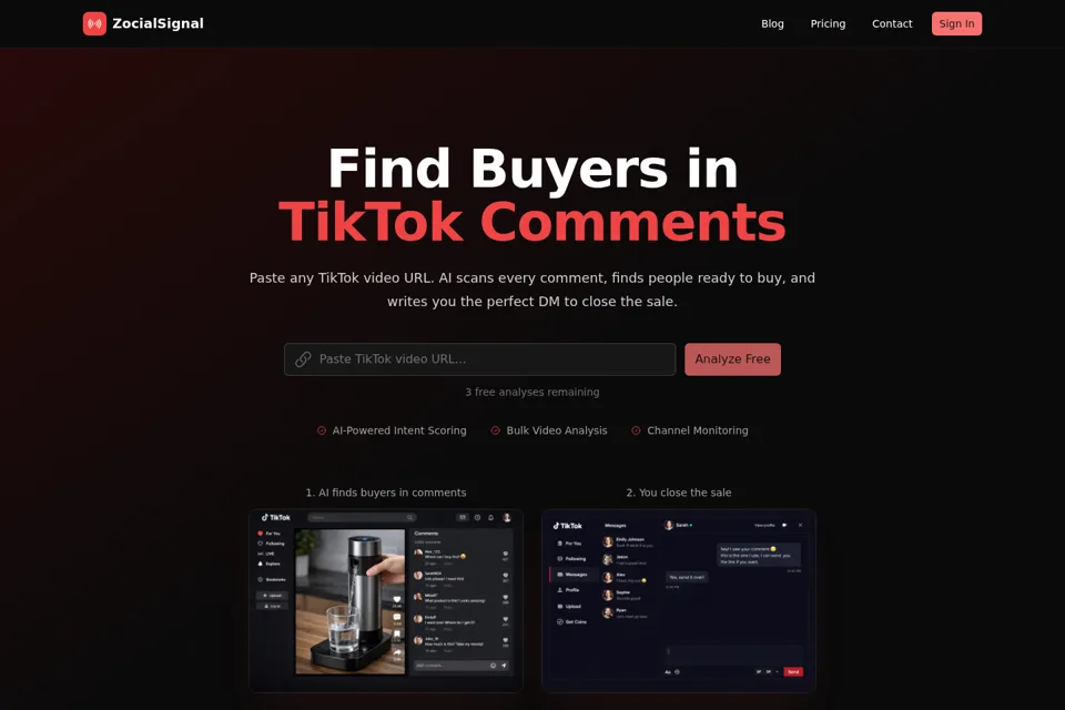 Aperçu de la landing page