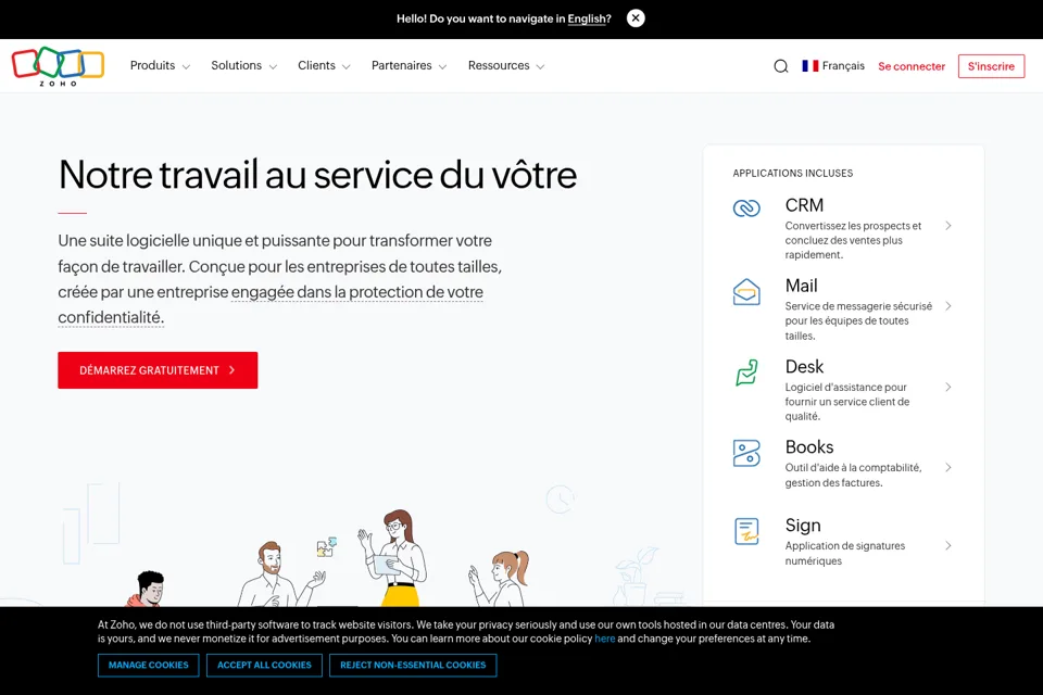 Aperçu de la landing page