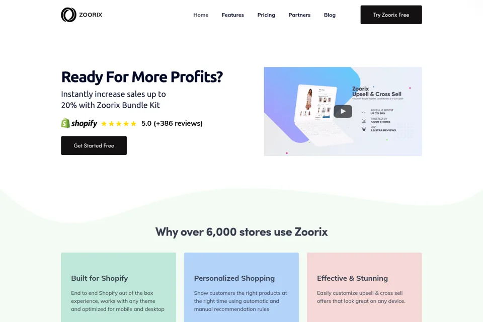 Aperçu de la landing page