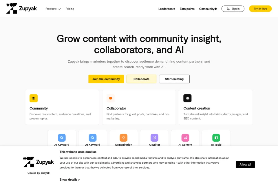 Aperçu de la landing page